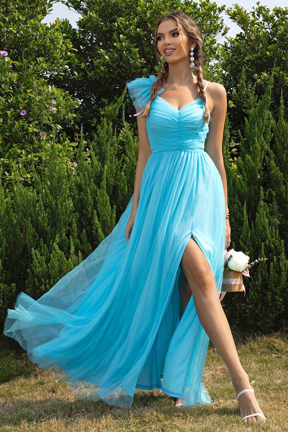 Asymmetrical Ruched Slit Dress - TrendNest