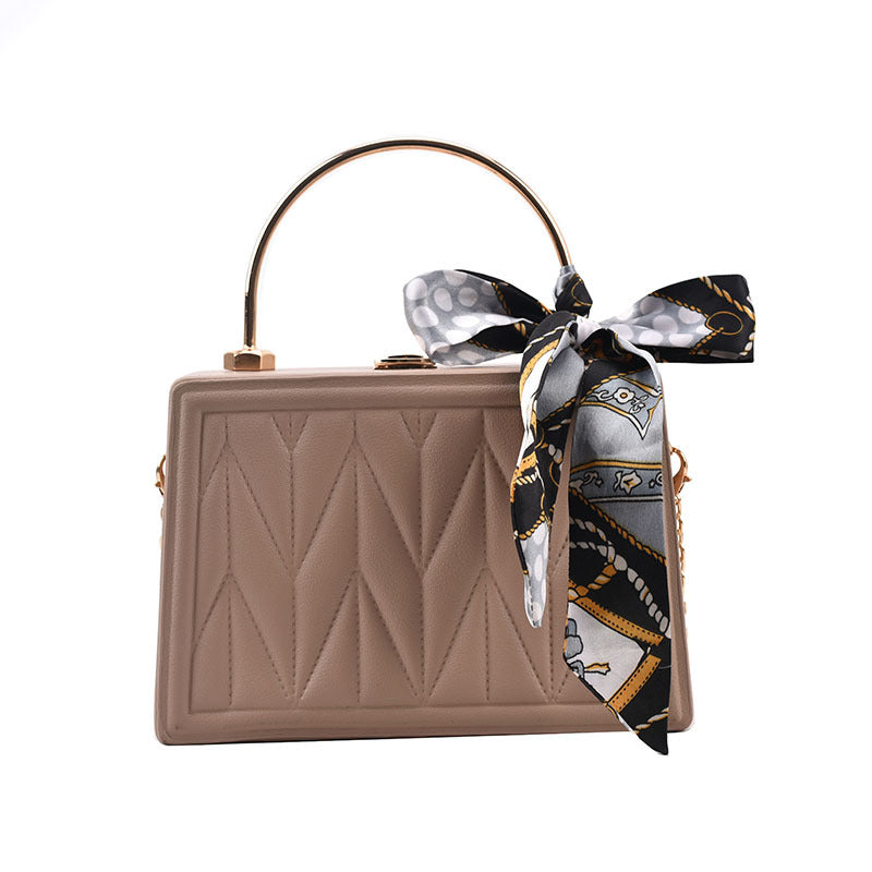 Women's Versatile Silk Scarf Messenger Bag with Chain