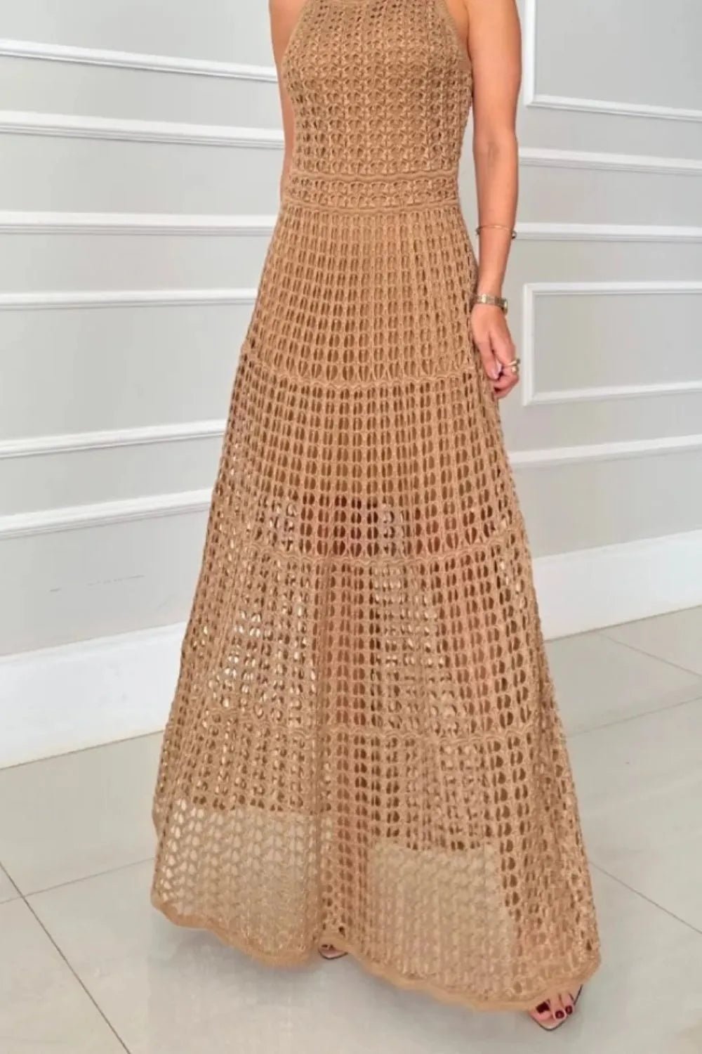 Hollowed - Out Sleeveless Maxi Dress - TrendNest
