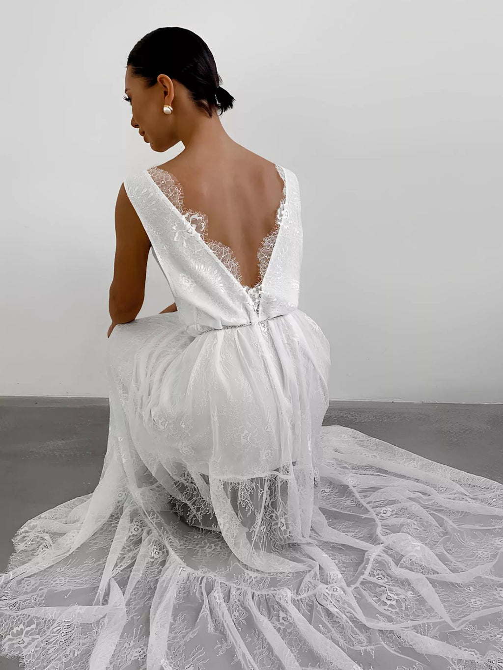 Lace Deep V - Neck Maxi Dress - TrendNest