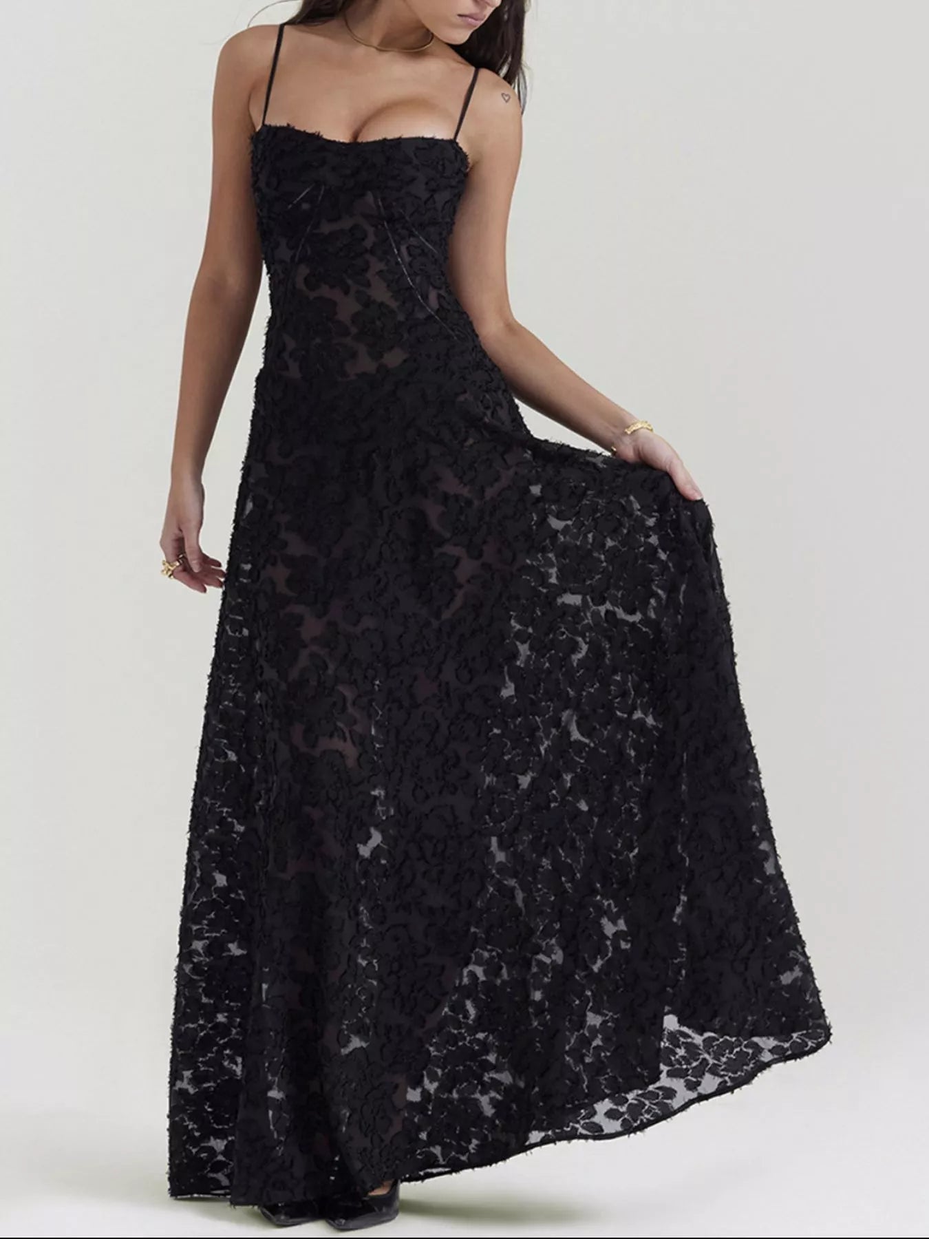 Lace Spaghetti Strap Maxi Dress - TrendNest