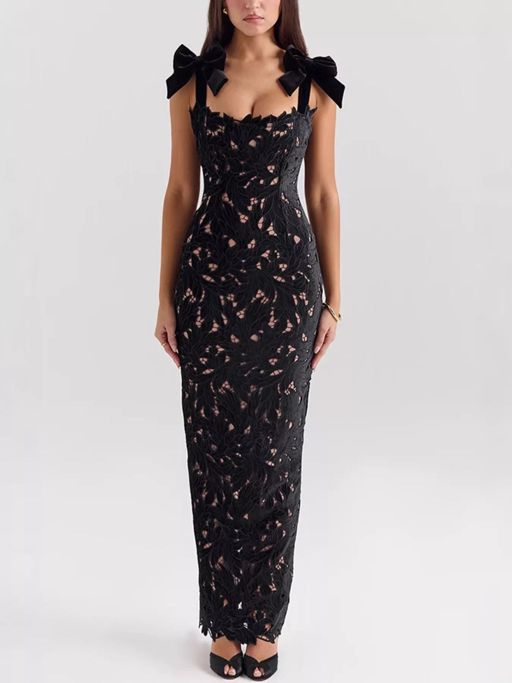 Slit Tie Shoulder Maxi Dress - TrendNest