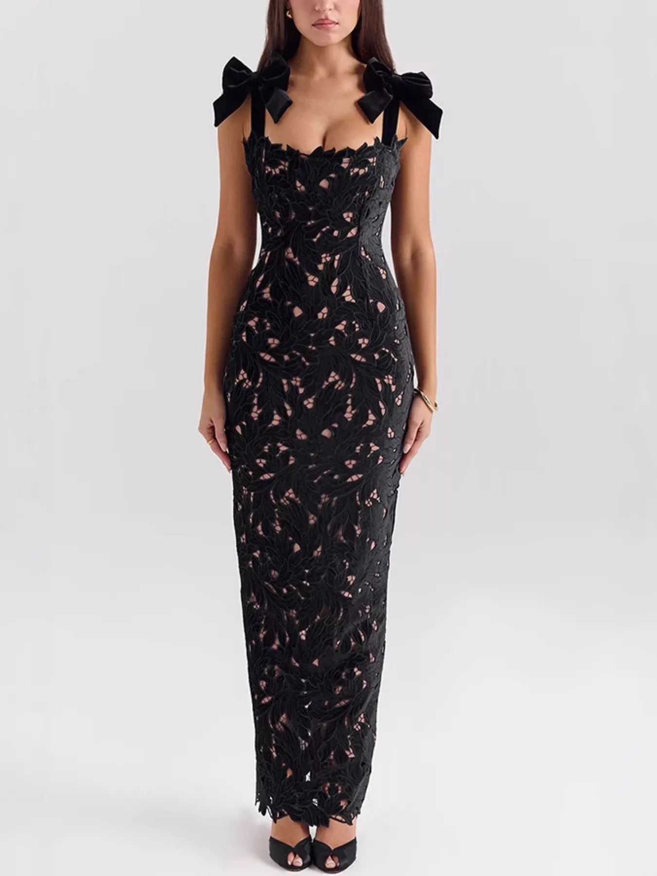 Slit Tie Shoulder Maxi Dress - TrendNest