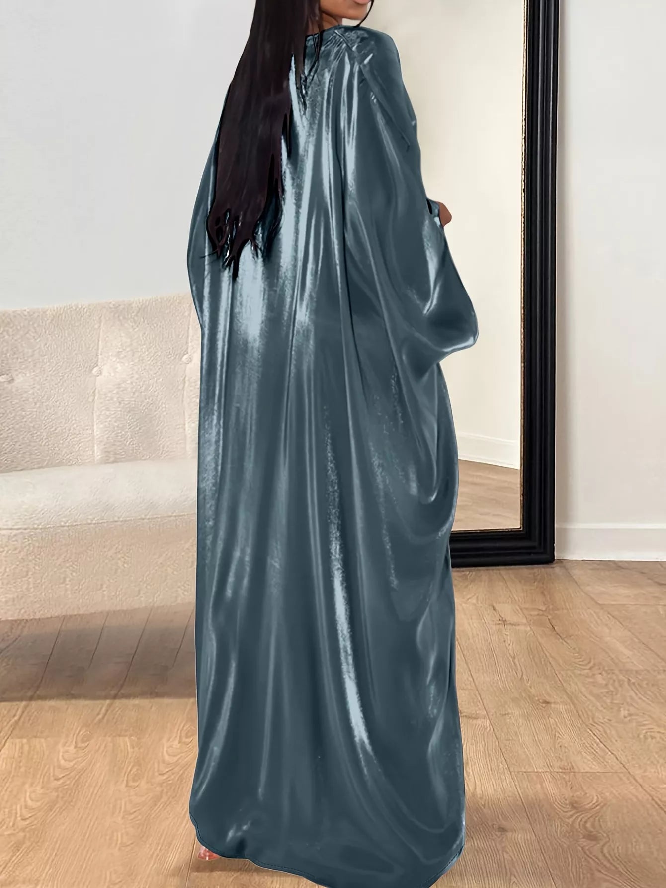 Round Neck Kimono Sleeve Maxi Dress - TrendNest