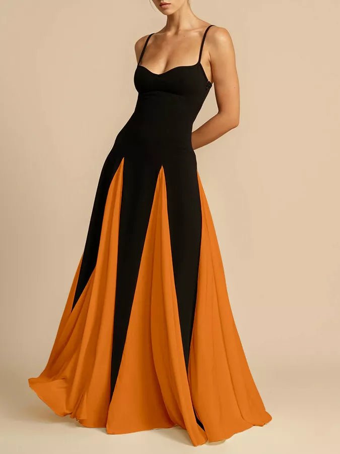 Two - Tone Flowing Maxi Dress - TrendNest
