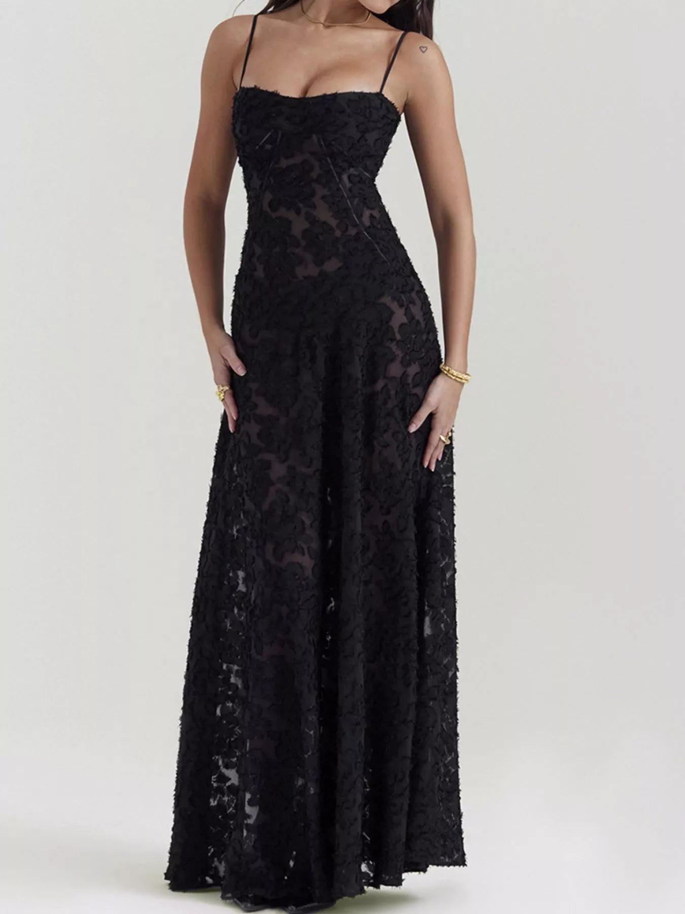 Lace Spaghetti Strap Maxi Dress - TrendNest