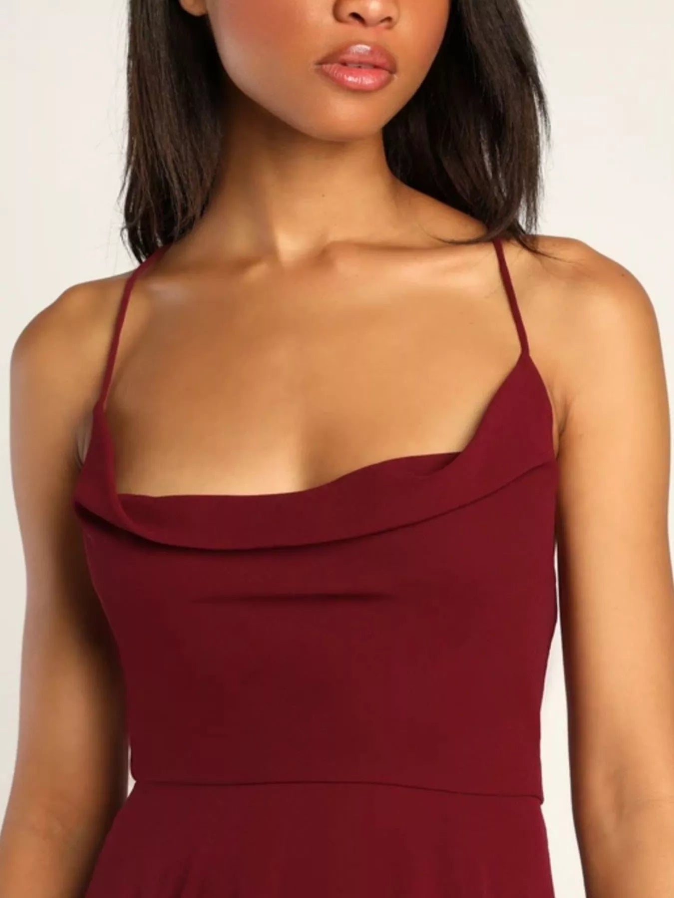 Slit Cowl Neck Maxi Dress - TrendNest