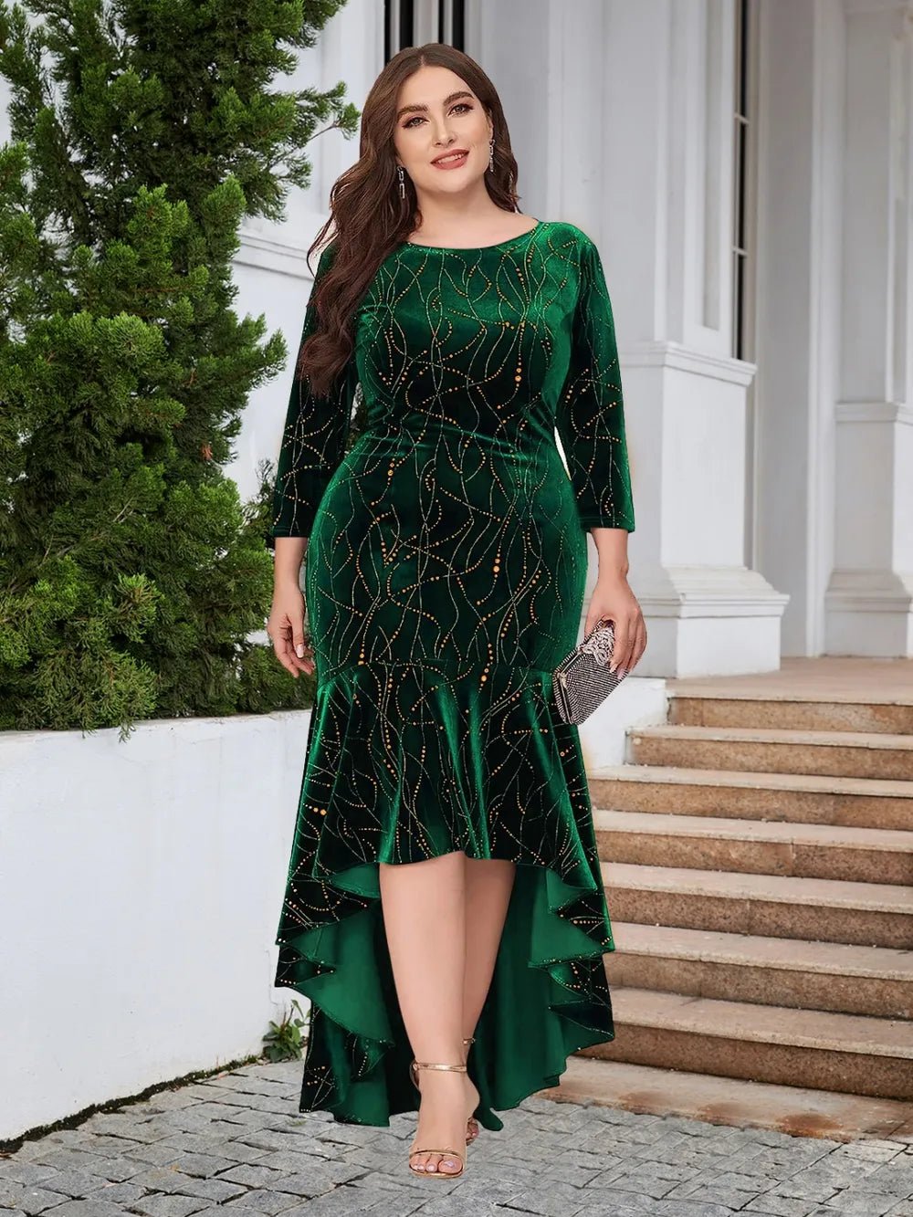 Plus Size Ruffle Hem High - Low Dress - TrendNest