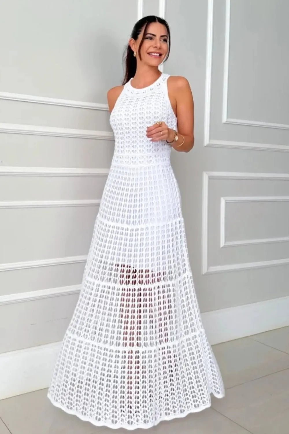 Hollowed - Out Sleeveless Maxi Dress - TrendNest