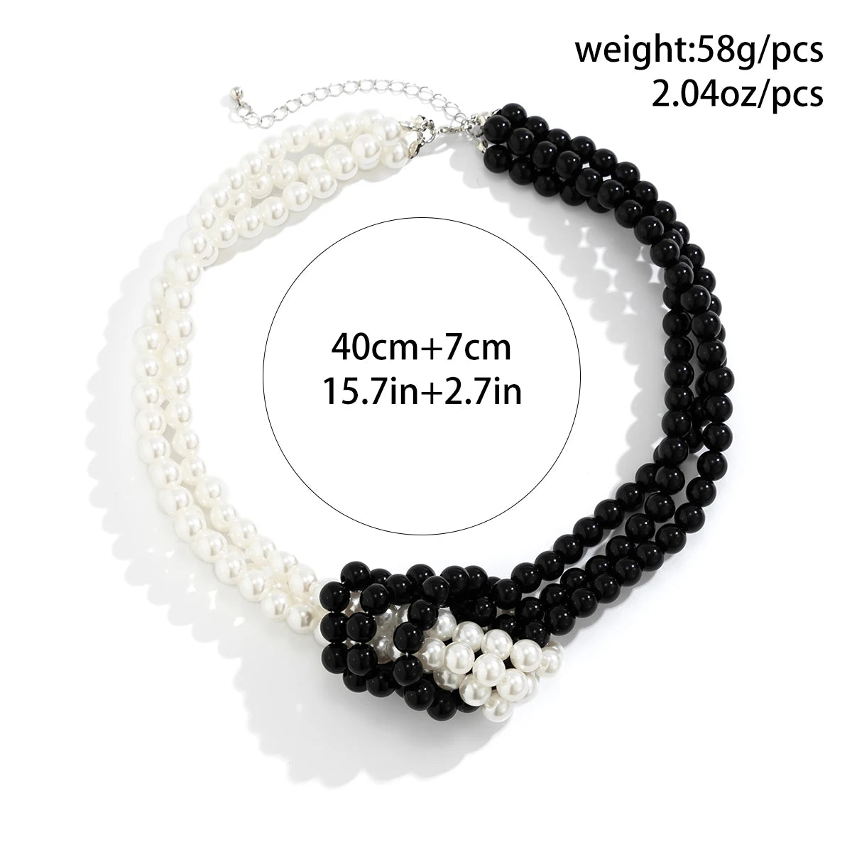 Salircon Gothic Multi-layer Imitation Pearl Chain Necklace Punk Knot Bead Chain Choker Necklace Women's Banquet Party Jewelry