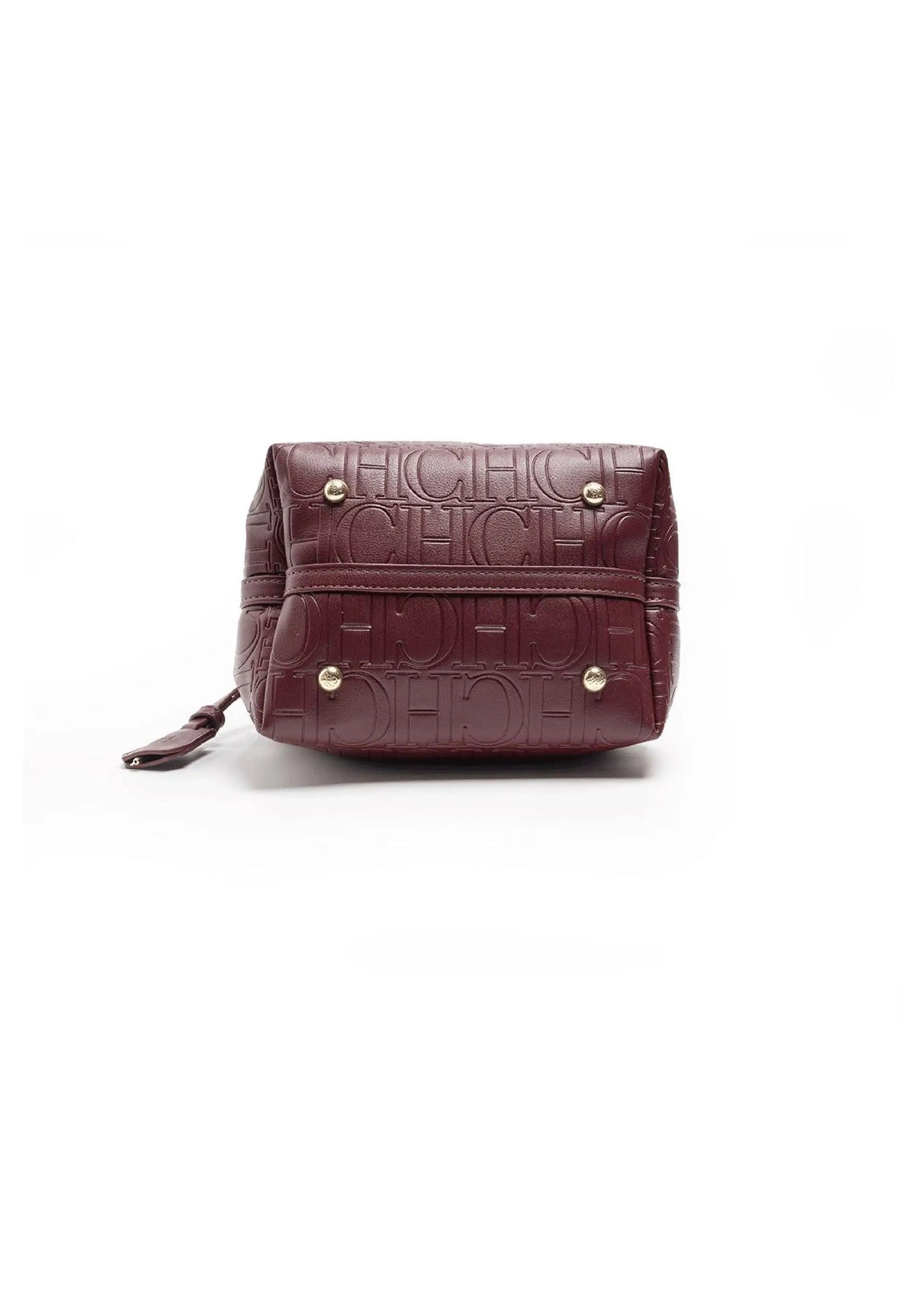 CH New Tote Bag Embossed Logo Silk Scarf Decor Lock Buckle Burgundy Fashion Women Casual Daily Handbag