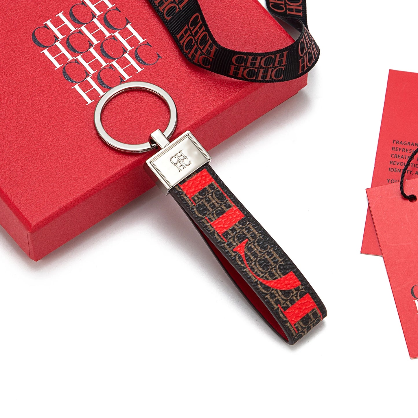 CH Niche High-end Keychain Leather Keychain Unique Printing Design Fashion Keychain Simple and Exquisite Style Gifts