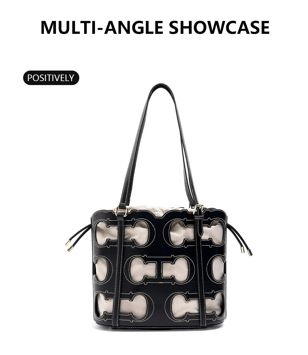 CH Tote Bag Cutout Logo  Large Capacity Drawstring Shoulder Handbag Luxury brand designer Hollow Out Fashion Bucket Bag