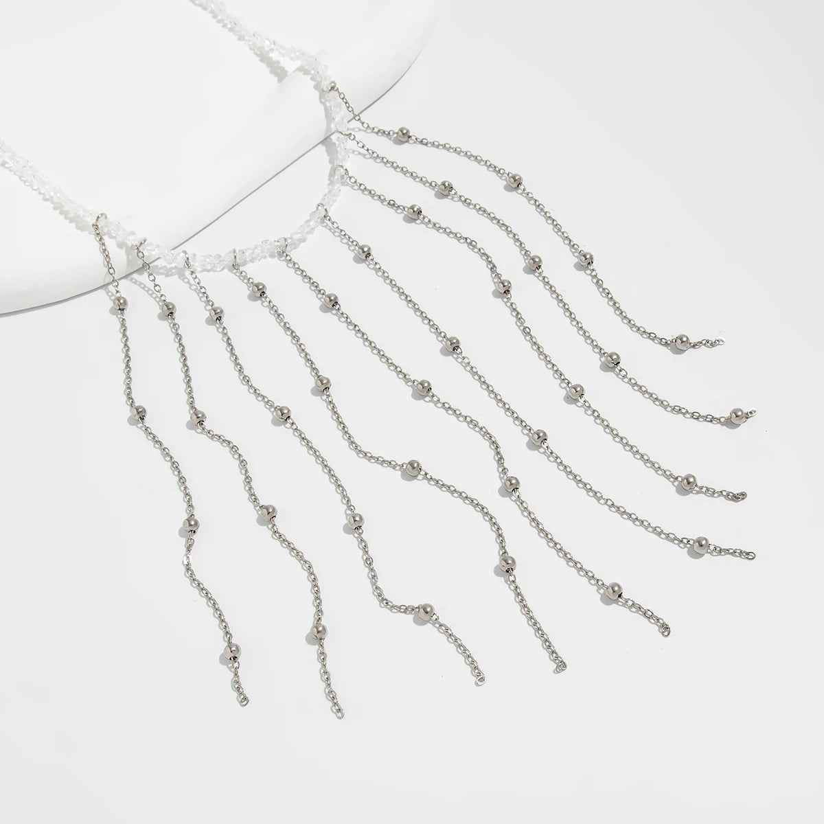 Salircon Exquisite Imitation Pearl Tassels Open Choker Necklace Women Fashion Long Tassel CCB Beads Clavicle Chain Jewelry 2025