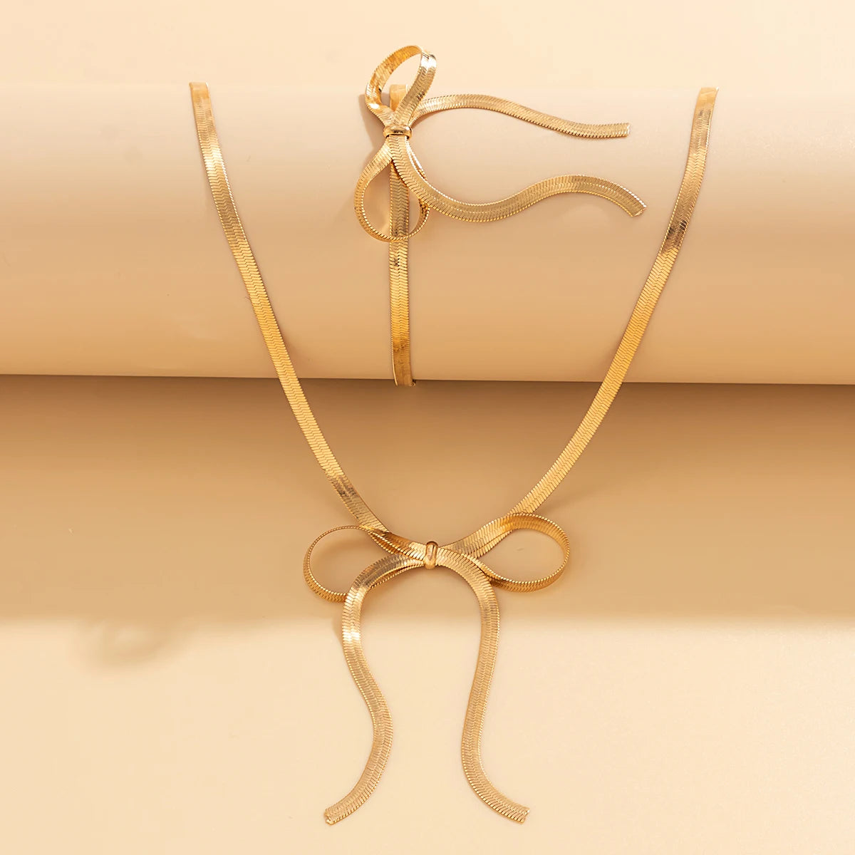 Salircon Punk Flat Snake Chain Short Necklace Vintage Creative Bow Pendant Choker Necklace Women's Aesthetic Banquet Jewelry