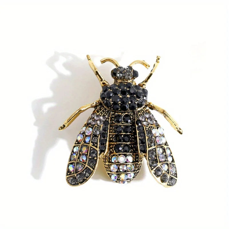 SKEDS Luxury Exaggerated Vintage Women Crystal Bee Brooch Pin Fashion Elegant Lady Exquisite Insect Rhinestone Badges