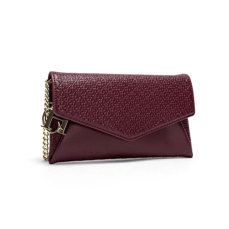 CH Women's Crossbody Bag Stylish Textured Leather Clutch Gold Chain Logo Detail Evening Party Purse Must Have Hot Sale