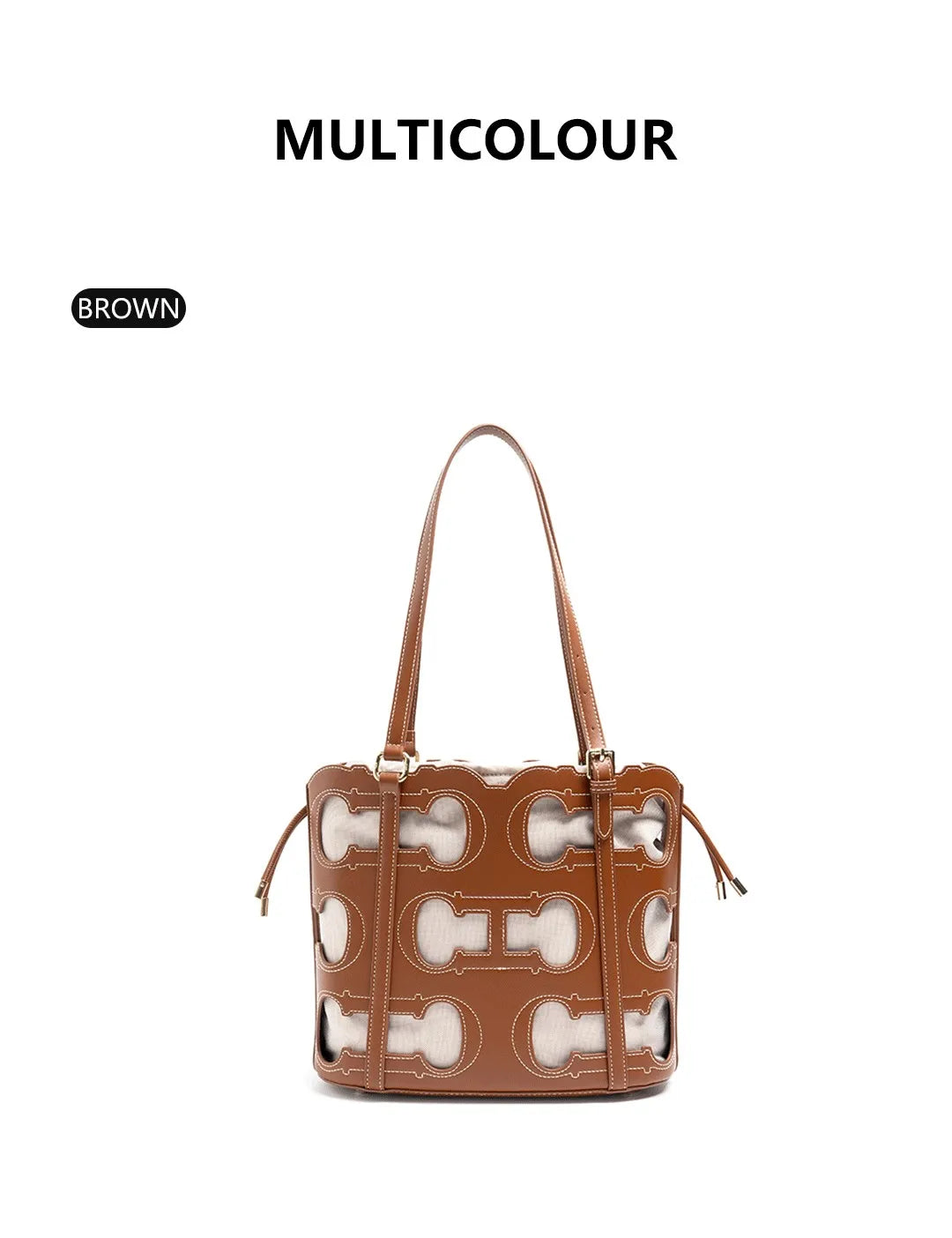 CH Tote Bag Cutout Logo  Large Capacity Drawstring Shoulder Handbag Luxury brand designer Hollow Out Fashion Bucket Bag