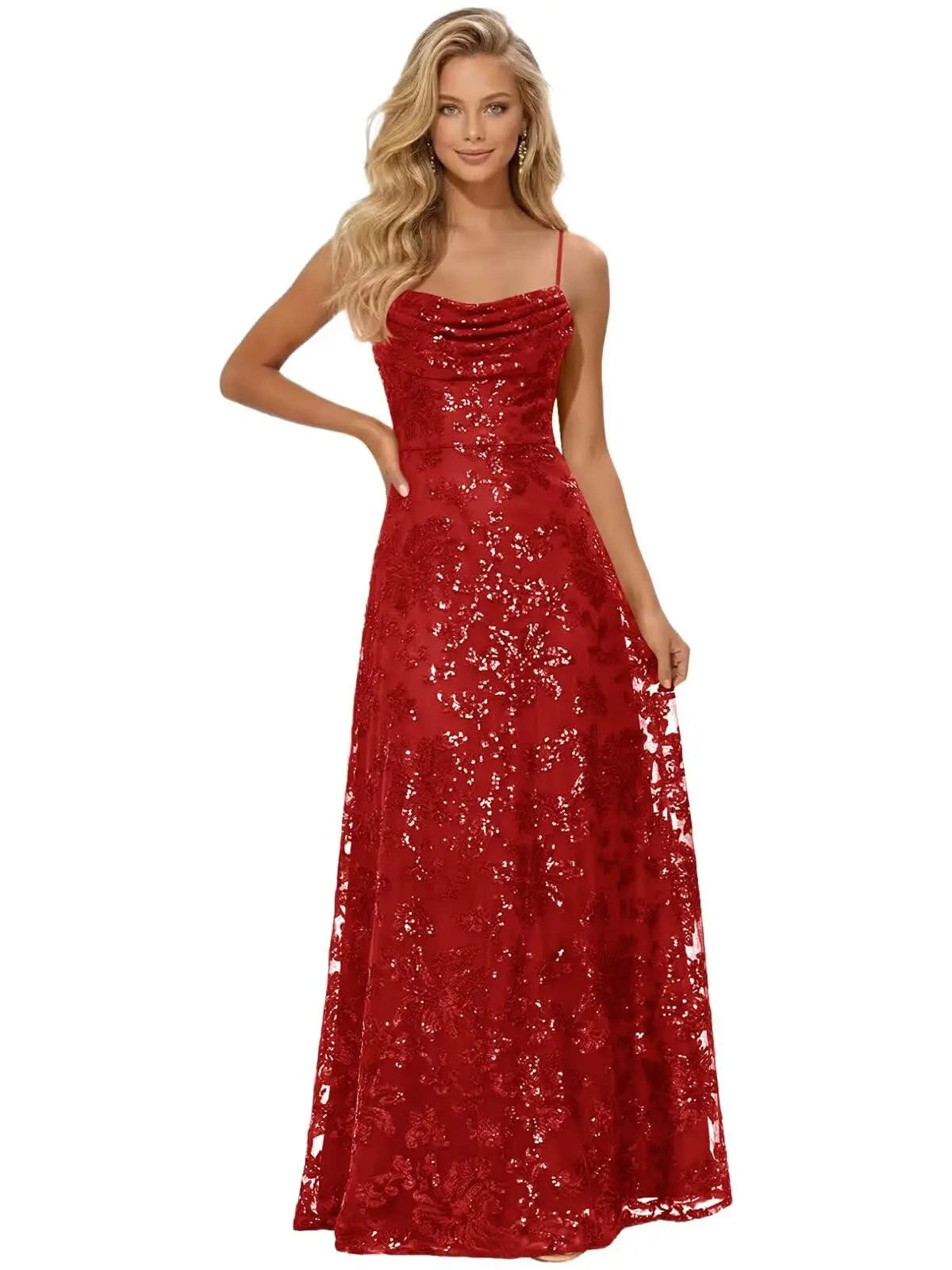 Lace Sequin Long Prom Dresses for Women 2026 Sparkly Pleated A Line Formal Evening Ball Gown Women Elegant Party Dresses