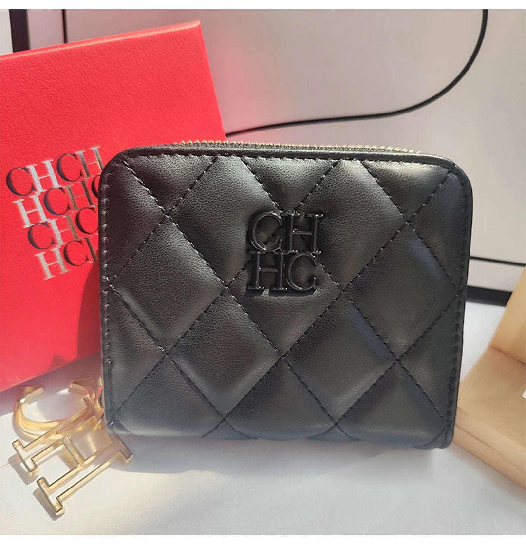 CH New Women's Wallet Exquisite Luxury Brand Short Solid Color Coin Women's Wallet High-quality PU Material Exquisite Brand Logo