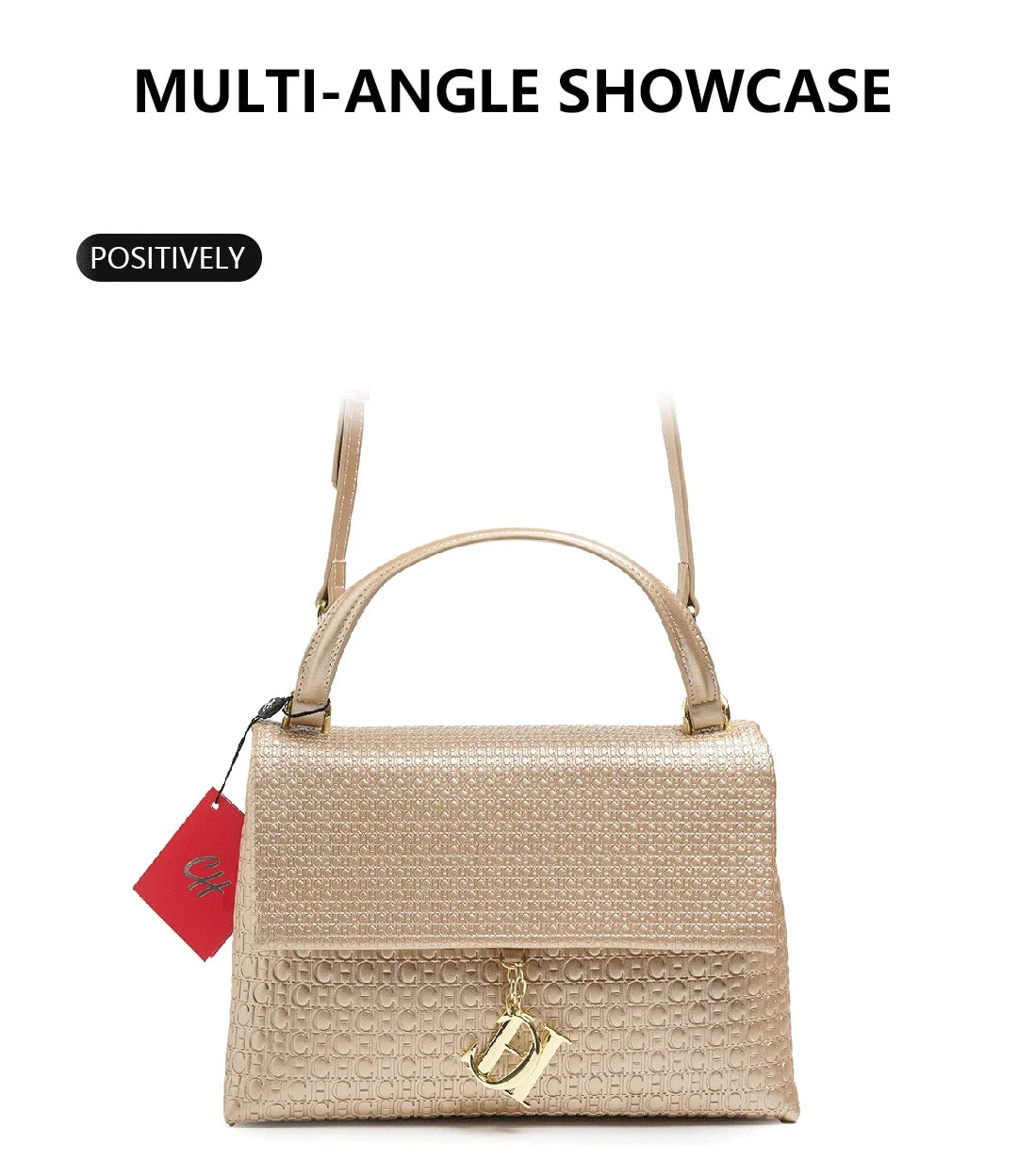 CH Lightweight PU+TPU Handbag 28x12x9cm, 5 Color Zipper Compartment Purse, Compact Tote Bag for Phone & Wallet