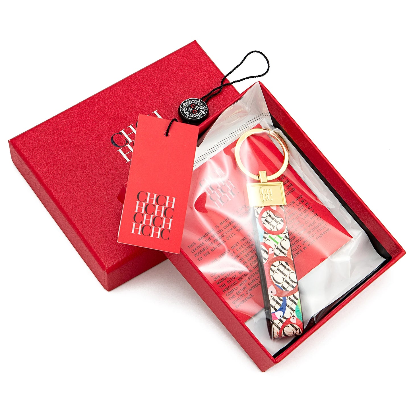 CH Niche High-end Keychain Leather Keychain Unique Printing Design Fashion Keychain Simple and Exquisite Style Gifts
