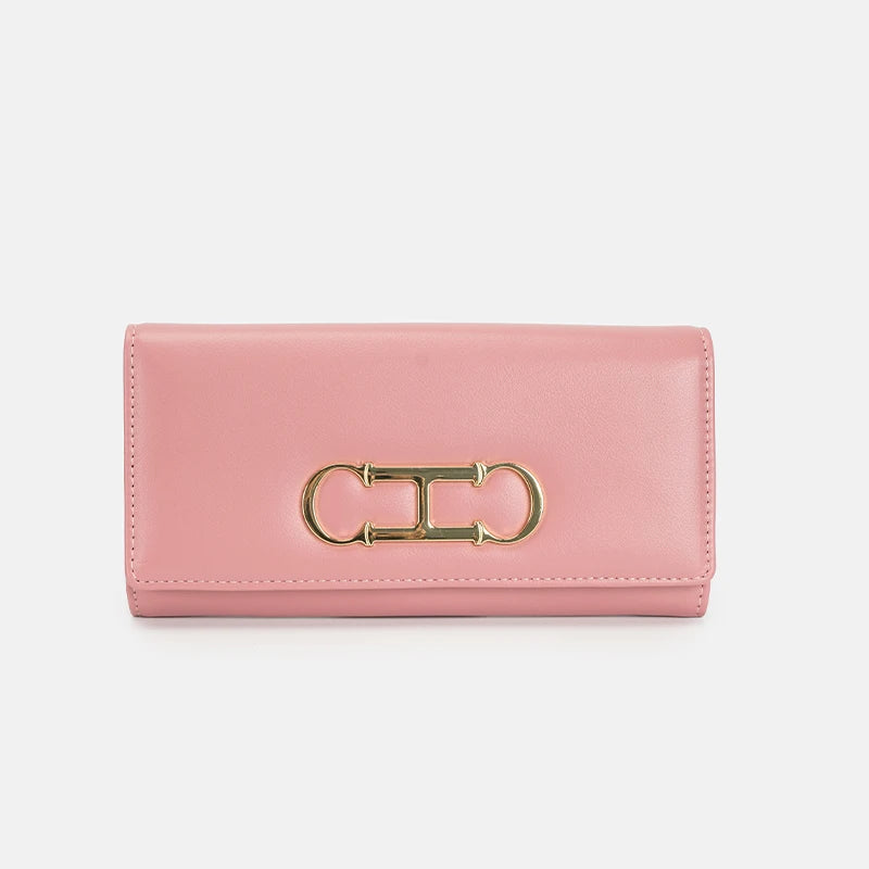 CH Womens Long Wallet Clutch Purse with Gold Metal Logo Large Capacity Card Holder Coin Purse for Ladies