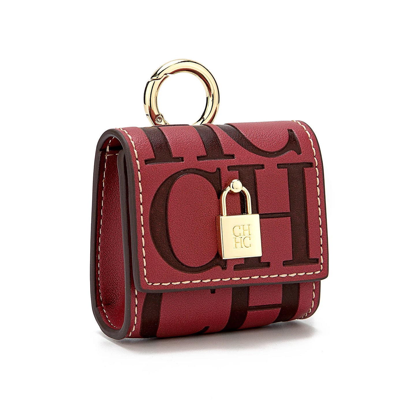 CH Bluetooth Headset Case Lock Design Premium Embossed Pattern With Key Ring Fits Various Earbud Sizes Fashion Compact Accessory
