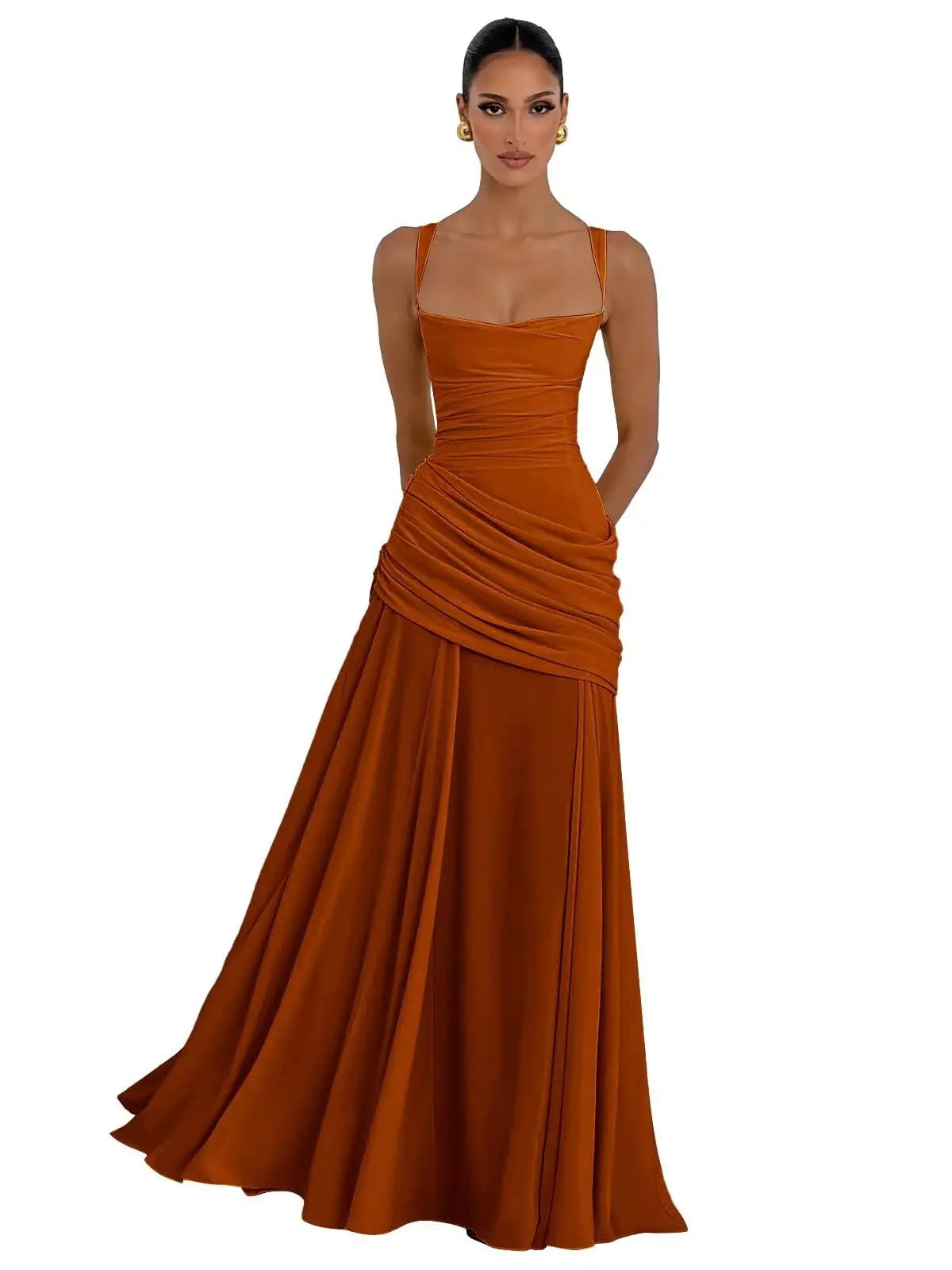Elegant Chiffon Prom Dresses for Women Spaghetti Straps Long Bridesmaid Dress Square Neck Formal Evening Party Gowns