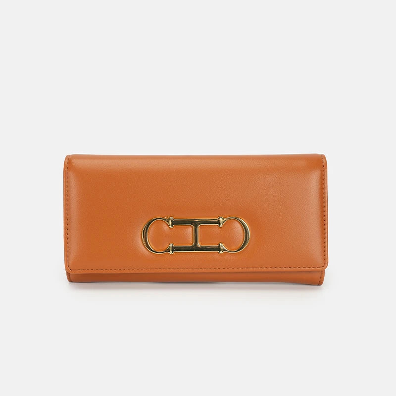 CH Womens Long Wallet Clutch Purse with Gold Metal Logo Large Capacity Card Holder Coin Purse for Ladies
