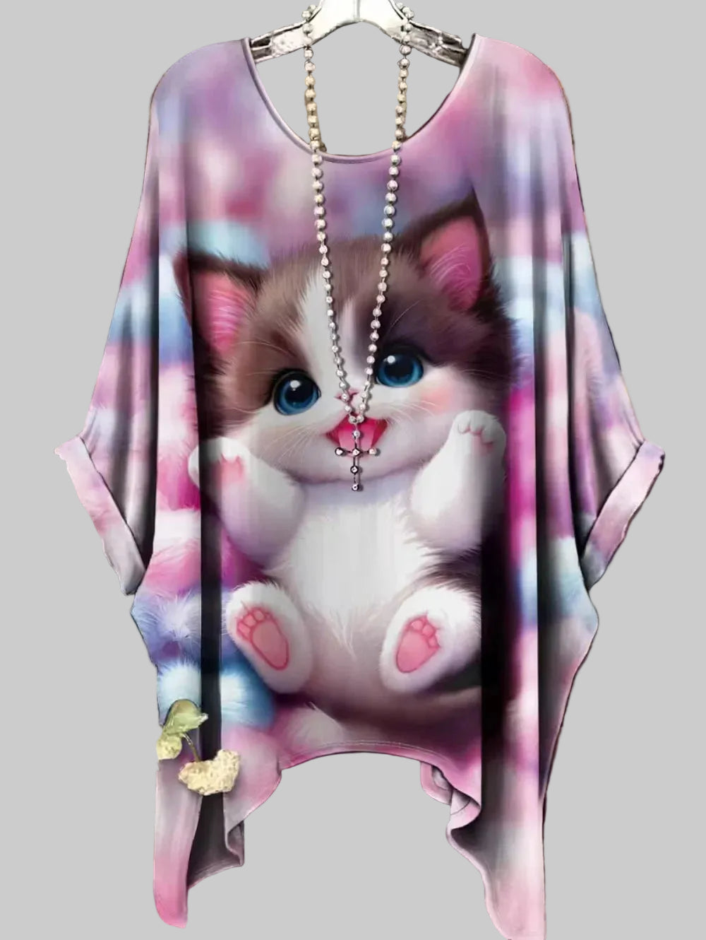 Retro Women's T Shirt Anime Cat Graphic Girl Clothes Summer O-Neck Short Sleeve Tees Female Harajuku Streetwear Oversized Blouse