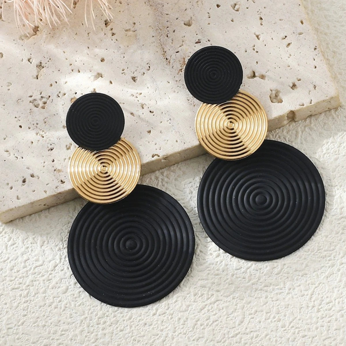 Trendy Stylish Dangle Earrings Trio Circle Design Daily Outfits Party Accessories Fashionable Stuff RED Orange Big Earrings