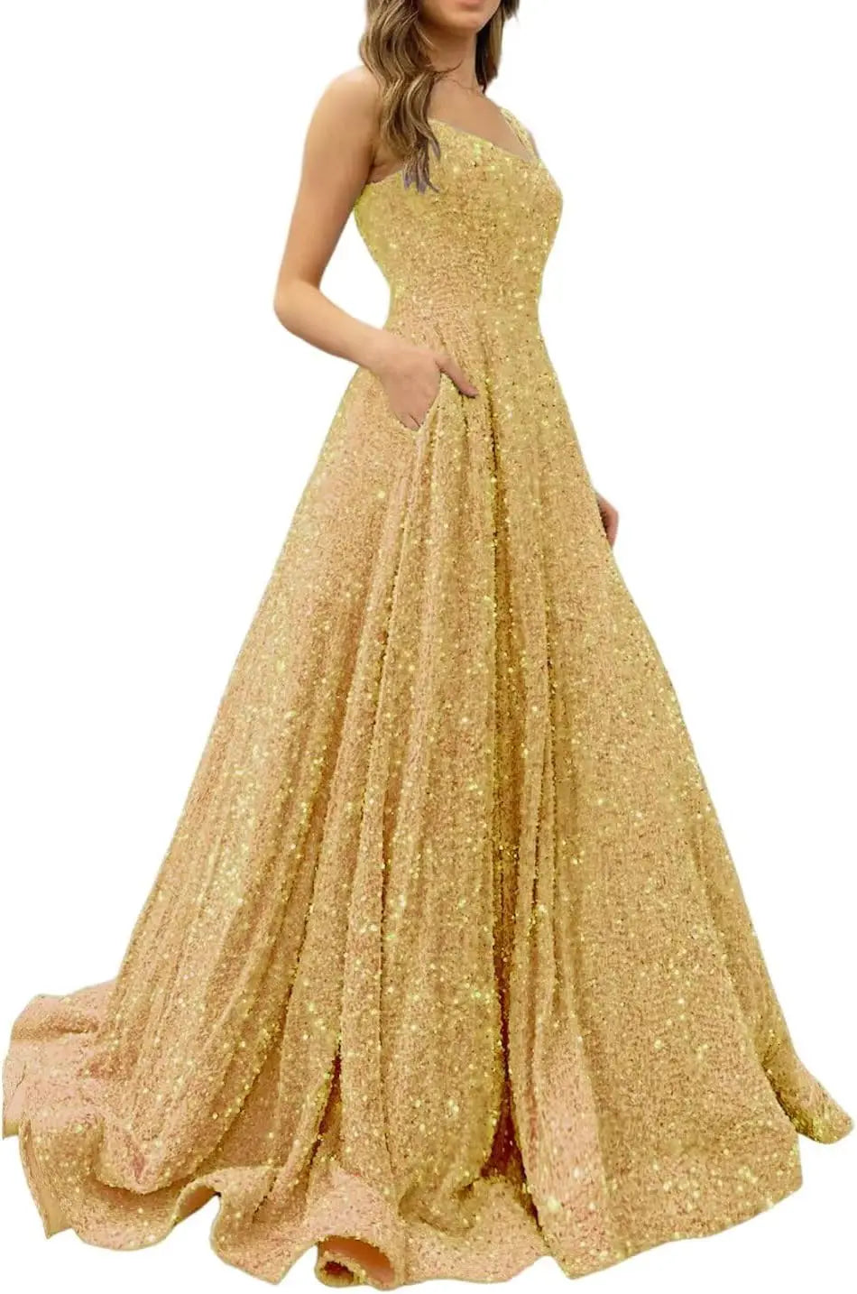 Prom Dresses Long A Line with Pockets Formal Evening Ball Gowns Velvet Velvet Sequins Black Tie Wedding Party Dress
