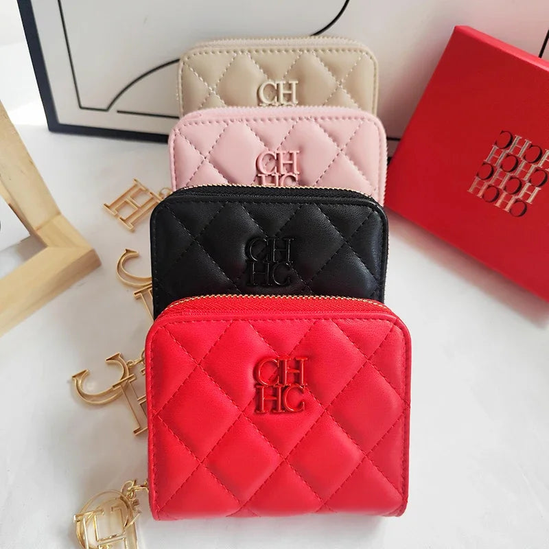 CH New Women's Wallet Exquisite Luxury Brand Short Solid Color Coin Women's Wallet High-quality PU Material Exquisite Brand Logo