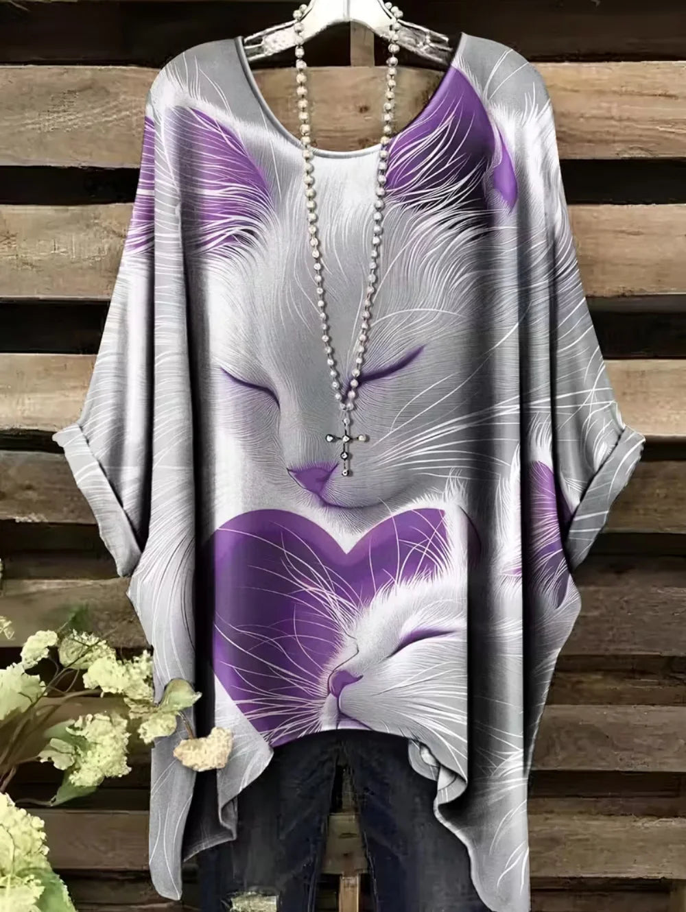 Retro Women's T Shirt Anime Cat Graphic Girl Clothes Summer O-Neck Short Sleeve Tees Female Harajuku Streetwear Oversized Blouse