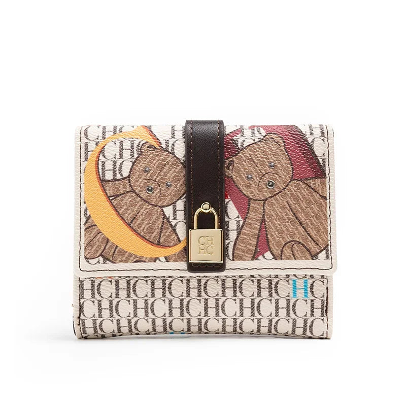 CH Fashion Versatile Letter Print Design Wallet Premium Feeling Wallet High Quality Standard Wallet Ladies Temperament Style