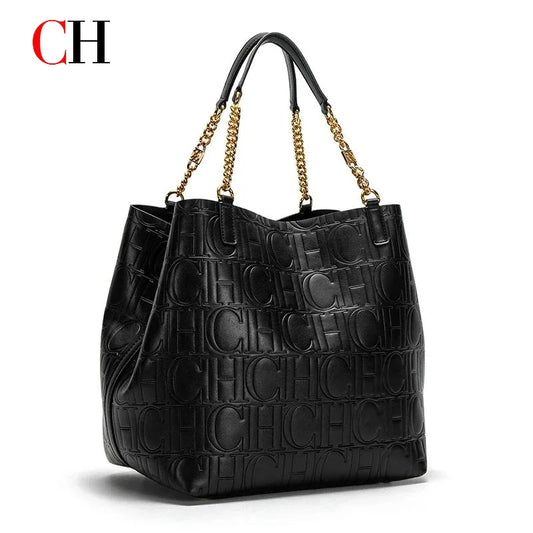 CH High Quality Solid Color Simple Style Women's Large Capacity Handbag Suitable Daily Commuting Fashionable Versatile