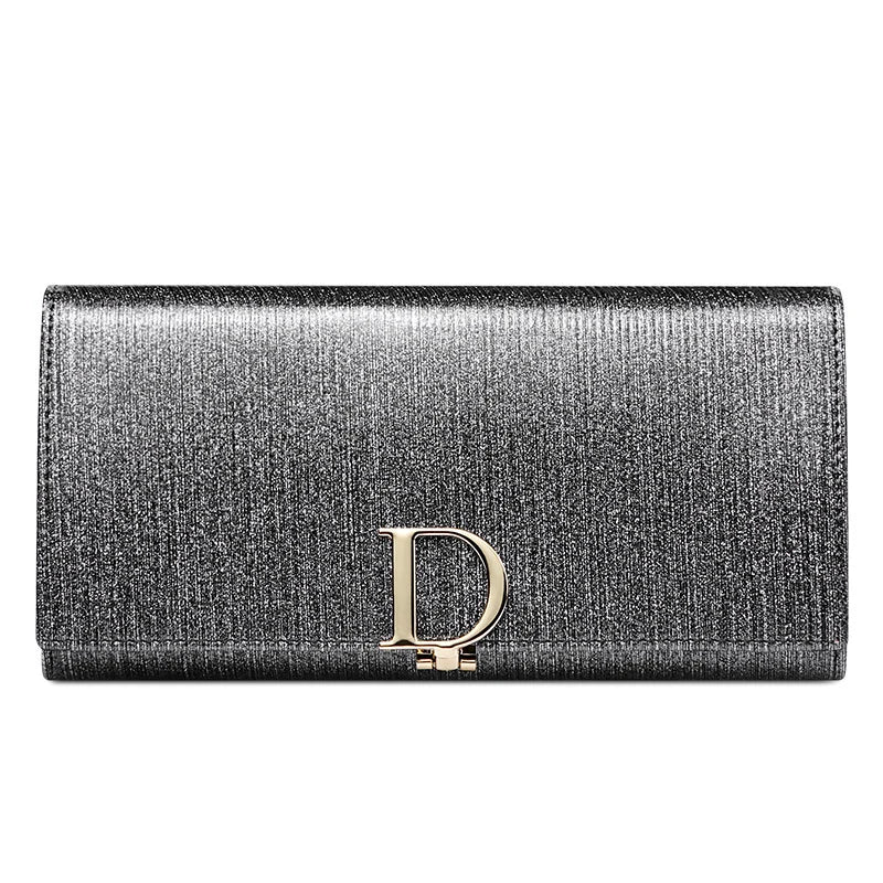 2025 New Women's Wallet, Long Wallet, Pearl D-Buckle, Large Capacity, Multiple Slots, Genuine Cowhide Wallet, Clutch Bag