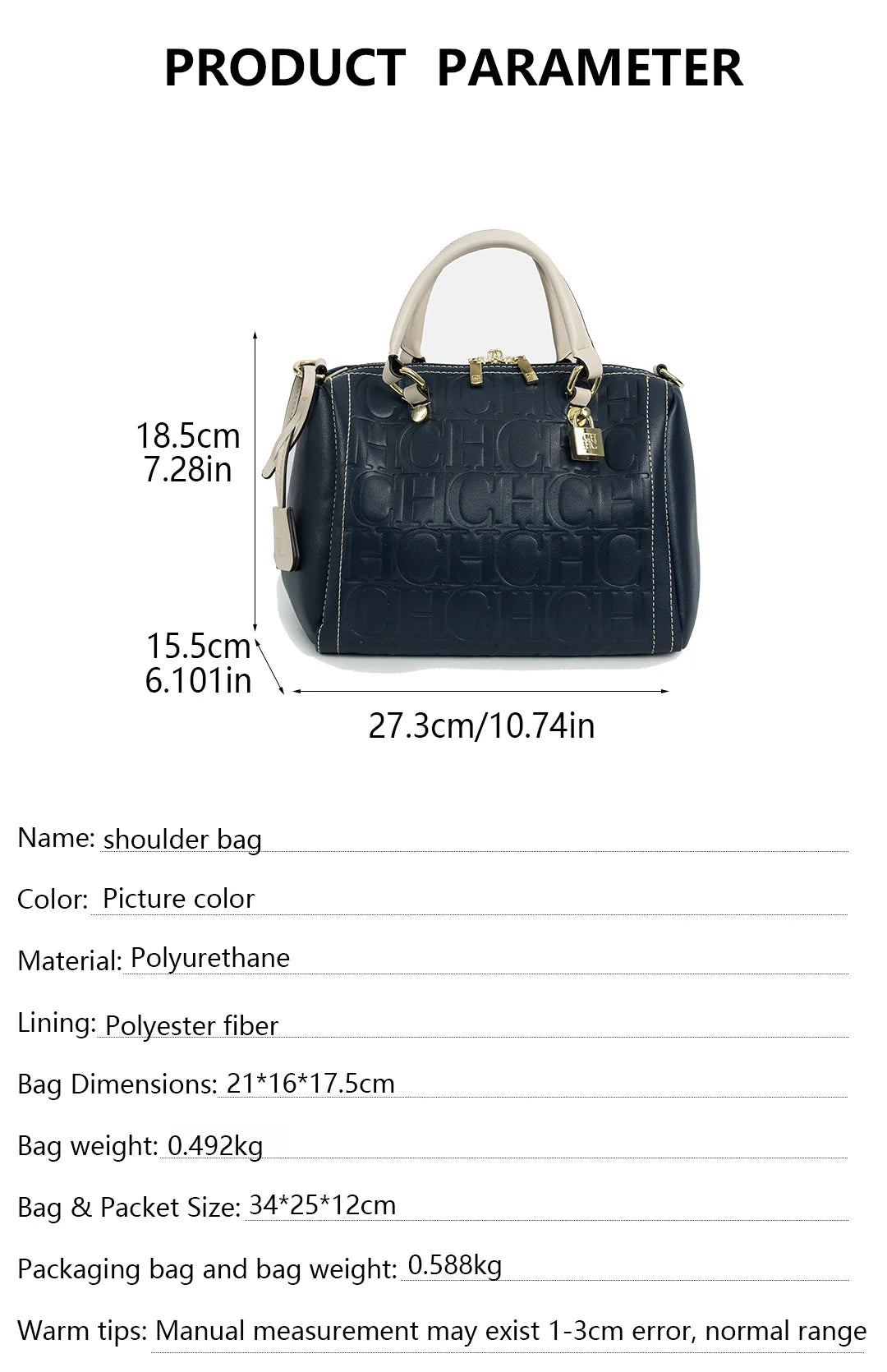 CH New Exquisite Handbag Spring and Summer High-quality Letter Print Multi-Scene Available 2026 Boston Crossbody Bag