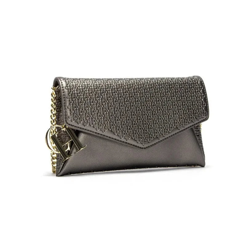CH Women's Crossbody Bag Stylish Textured Leather Clutch Gold Chain Logo Detail Evening Party Purse Must Have Hot Sale