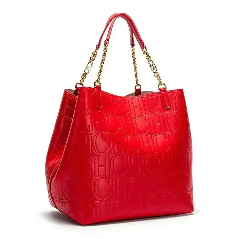 CH High Quality Solid Color Simple Style Women's Large Capacity Handbag Suitable Daily Commuting Fashionable Versatile