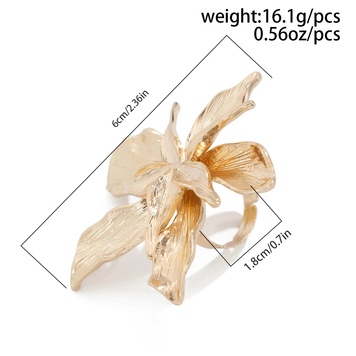 Salircon Exaggerated Vintage Big Starfish Moon Flower Ring for Women Trend Personality Metal Punk Party Finger Ring Jewelry
