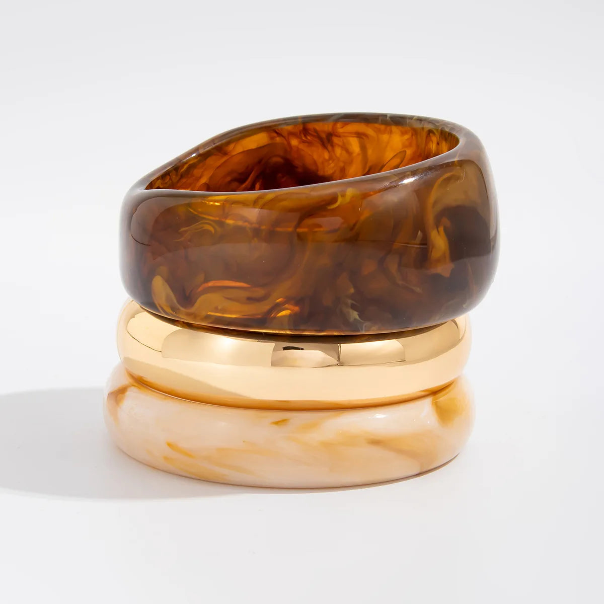 Salircon Vintage Punk Beige Coffee Thick Irregular Resin Acrylic Bangles Women Geometric Wide Cuff Bracelet Y2K Pulseras Jewelry