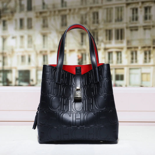 CH Large Capacity Handbag Luxury Brand Temperament Letter Print with Lock Design 2025 Trendy Women's Crossbody Bag