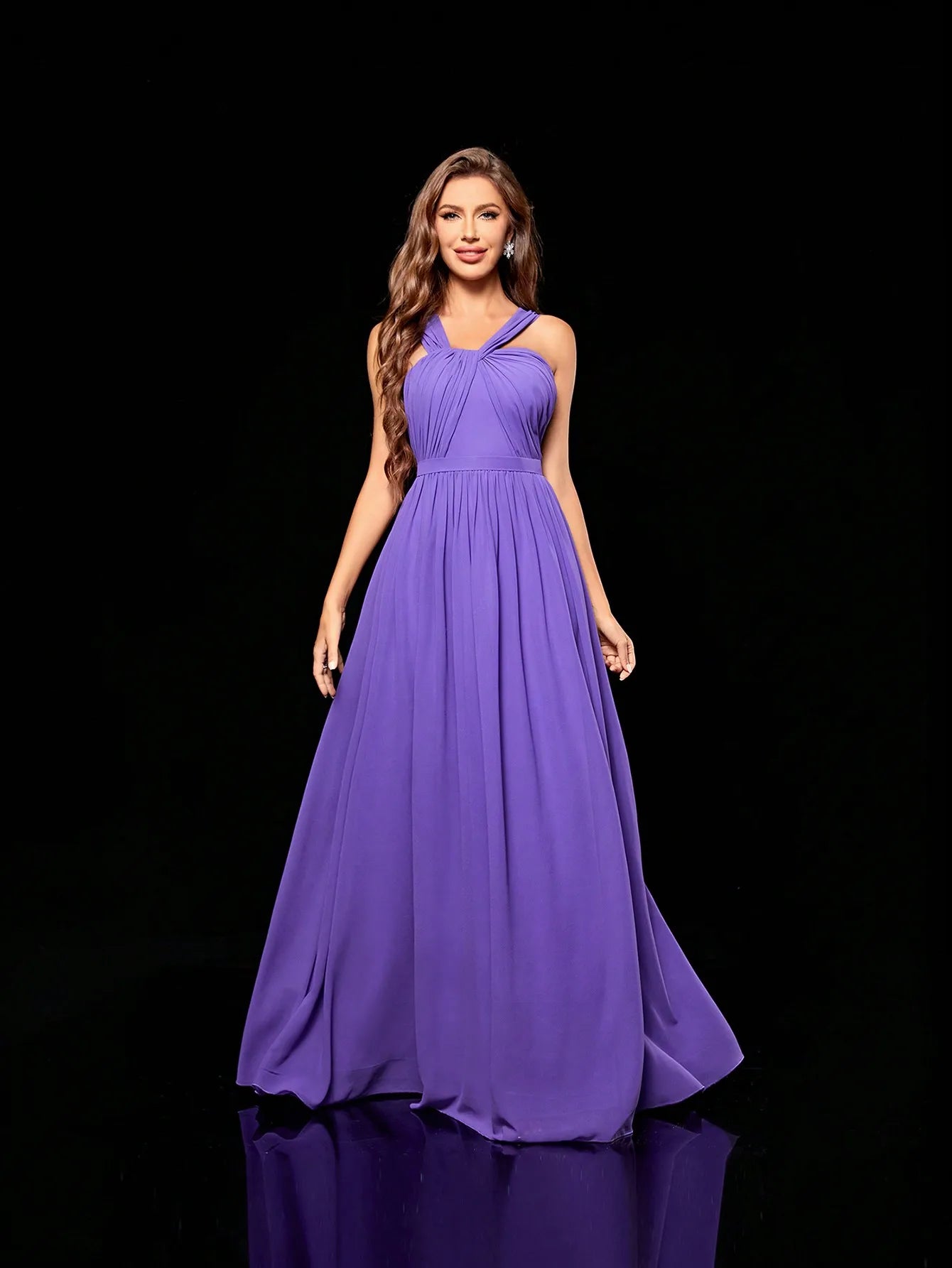 Mgiacy irregular folding cross chiffon full length Evening gown Ball dress Party dress