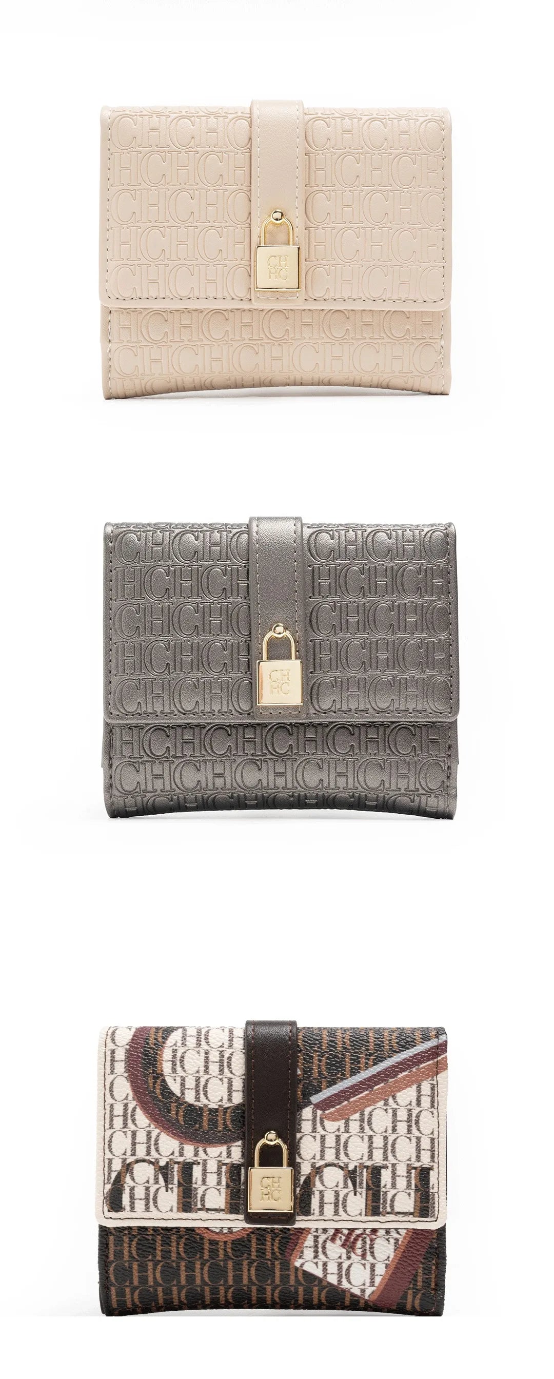CH Fashion Versatile Letter Print Design Wallet Premium Feeling Wallet High Quality Standard Wallet Ladies Temperament Style Car