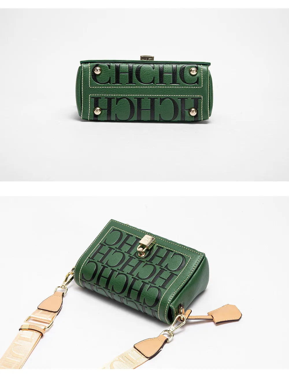 Fashion Design Model Metal Accessories Buckle Women's Shoulder Bag Luxury Brand 2025 New Fashion Solid Colour Printed Head Bag