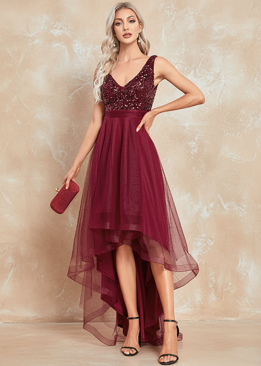 Elegant Women Sleeveless Sequins V-Back Floor Length Formal Evening Dresses Luxury V-neck Wedding Party Cocktail Gowns