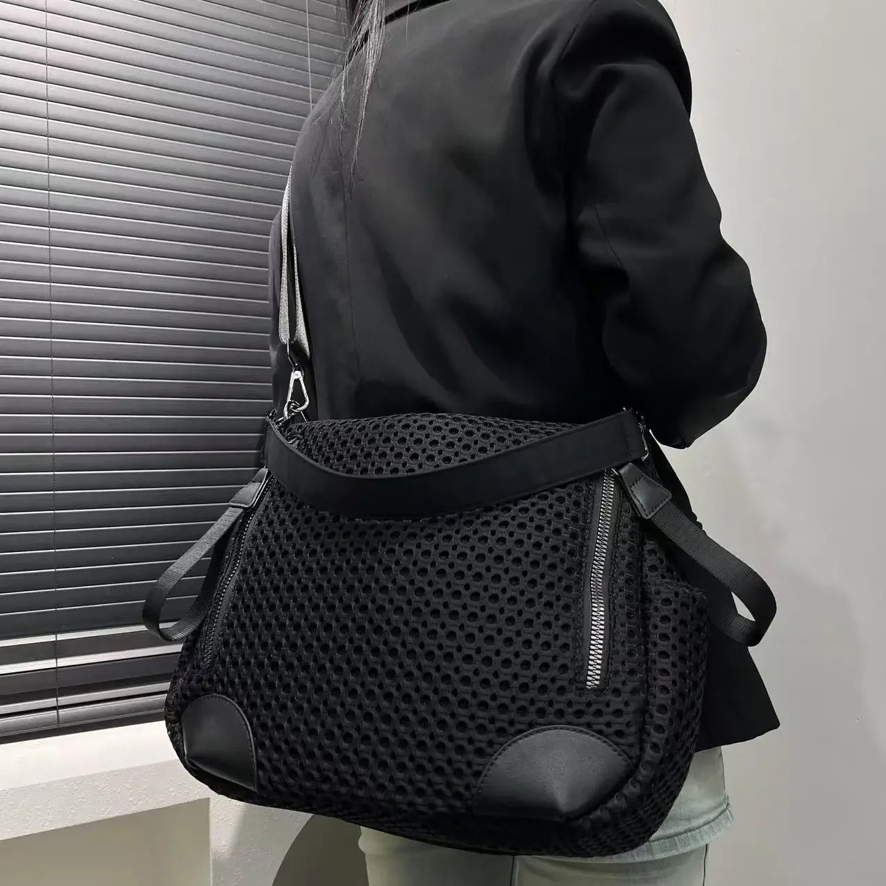 Large Nylon Mesh Crossbody Bag