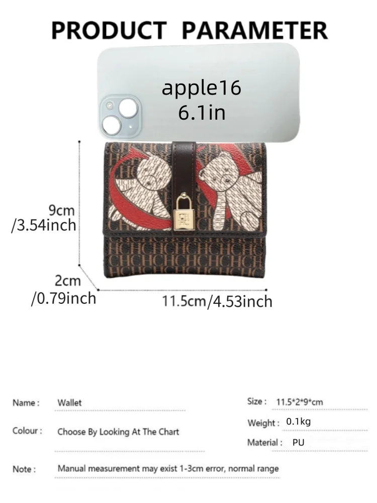 CH Fashion Versatile Letter Print Design Wallet Premium Feeling Wallet High Quality Standard Wallet Ladies Temperament Style